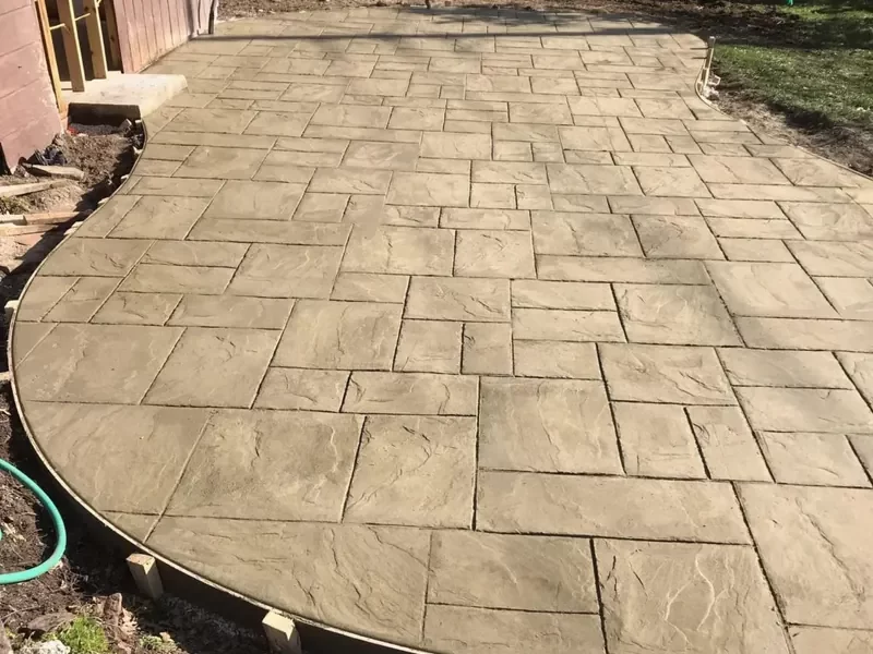 Stamped concrete patio installation