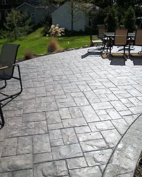 Decorative stamped concrete walkway